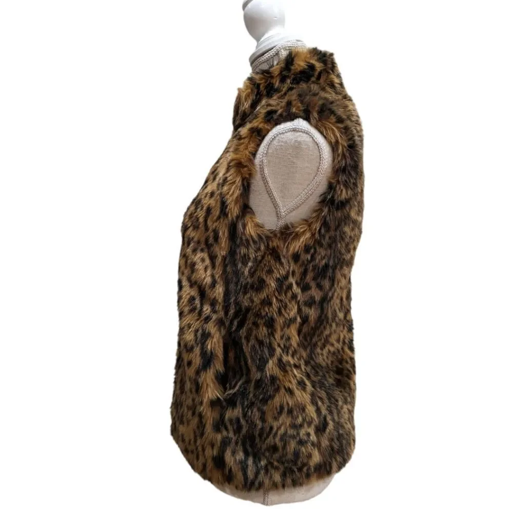 J.Crew Women's Faux-Fur Leopard Vest Zip up Style G9519 Size XXS